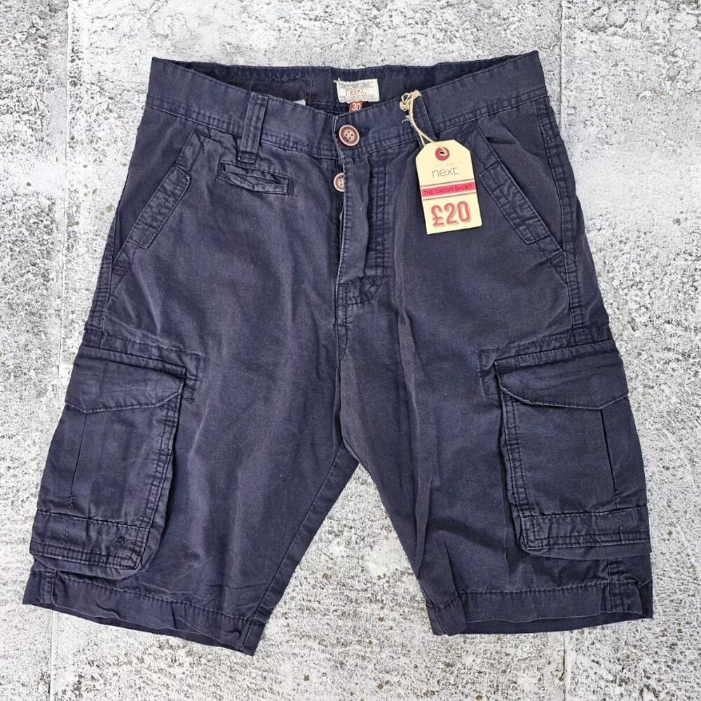 Next Men Shorts Navy Cotton Cargo Shorts Size 29 inches